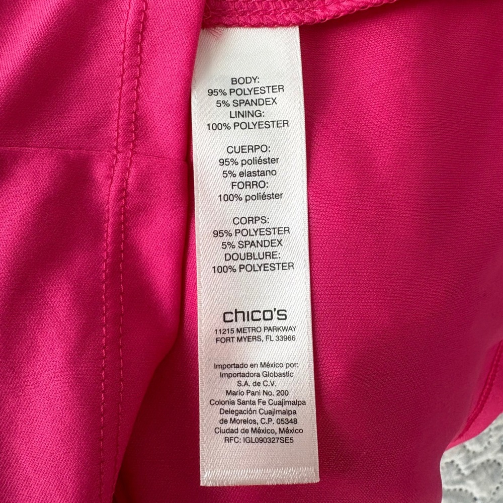 Chico's Europa Pink Lace Overlay Shift Dress Size 2 Medium 12 NWT Fuchsia - Picture 6 of 7